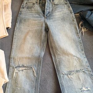 Denim Forum Light Blue Distressed Boot Cut Jeans